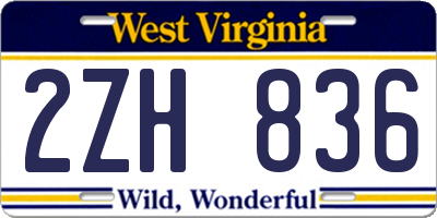 WV license plate 2ZH836