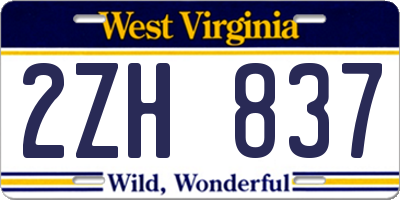 WV license plate 2ZH837