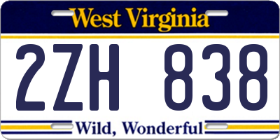 WV license plate 2ZH838