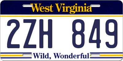 WV license plate 2ZH849