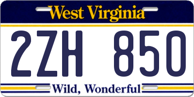 WV license plate 2ZH850