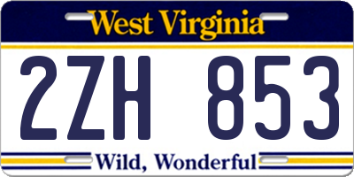 WV license plate 2ZH853