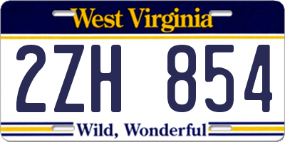 WV license plate 2ZH854