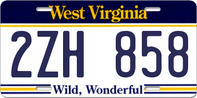 WV license plate 2ZH858