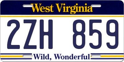 WV license plate 2ZH859