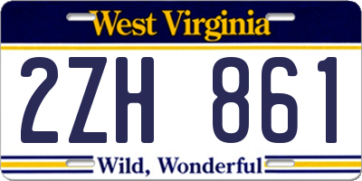 WV license plate 2ZH861