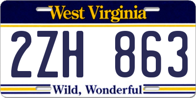 WV license plate 2ZH863