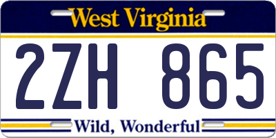 WV license plate 2ZH865