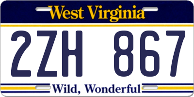 WV license plate 2ZH867