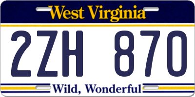 WV license plate 2ZH870