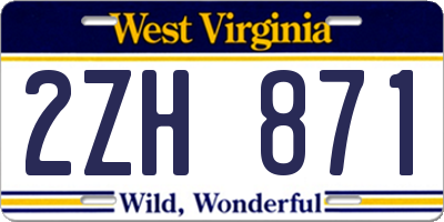 WV license plate 2ZH871