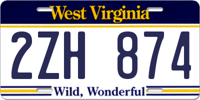 WV license plate 2ZH874