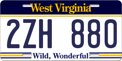 WV license plate 2ZH880
