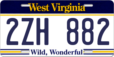 WV license plate 2ZH882