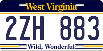 WV license plate 2ZH883