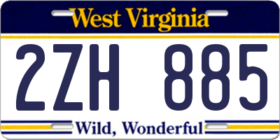 WV license plate 2ZH885
