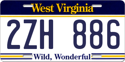 WV license plate 2ZH886