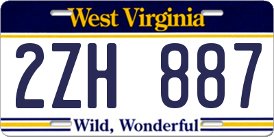 WV license plate 2ZH887