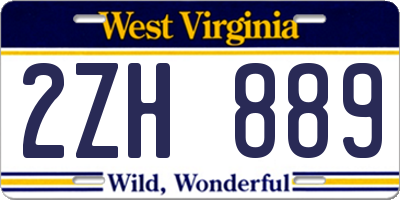 WV license plate 2ZH889