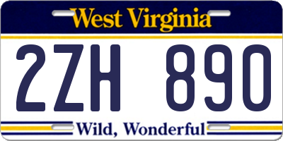 WV license plate 2ZH890