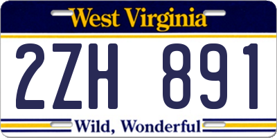 WV license plate 2ZH891