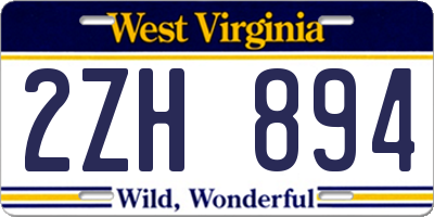 WV license plate 2ZH894