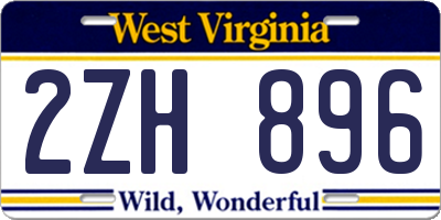 WV license plate 2ZH896