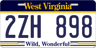 WV license plate 2ZH898