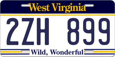 WV license plate 2ZH899