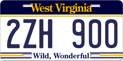 WV license plate 2ZH900