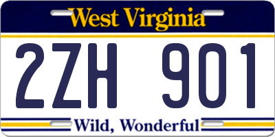 WV license plate 2ZH901