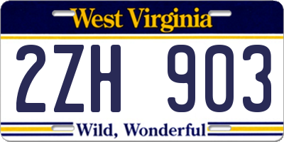 WV license plate 2ZH903