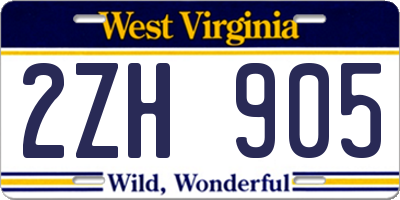 WV license plate 2ZH905