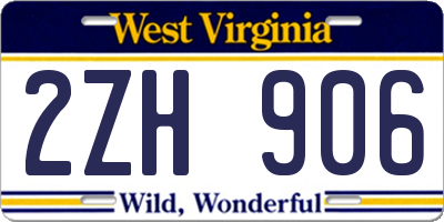 WV license plate 2ZH906