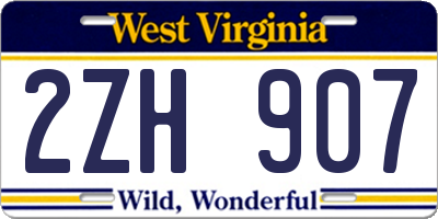 WV license plate 2ZH907
