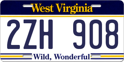 WV license plate 2ZH908