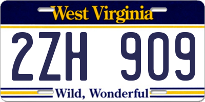 WV license plate 2ZH909