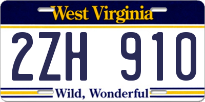 WV license plate 2ZH910