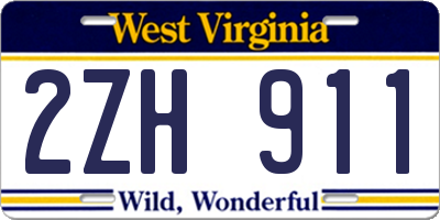 WV license plate 2ZH911