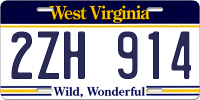 WV license plate 2ZH914