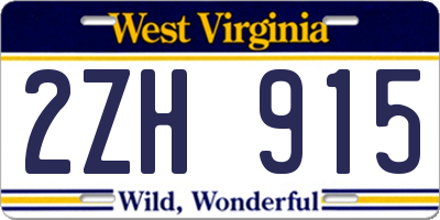 WV license plate 2ZH915