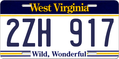 WV license plate 2ZH917
