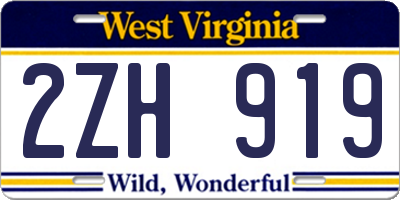 WV license plate 2ZH919