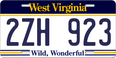 WV license plate 2ZH923