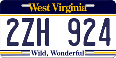 WV license plate 2ZH924