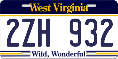 WV license plate 2ZH932