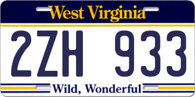 WV license plate 2ZH933
