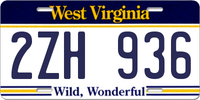 WV license plate 2ZH936