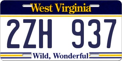 WV license plate 2ZH937