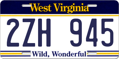 WV license plate 2ZH945